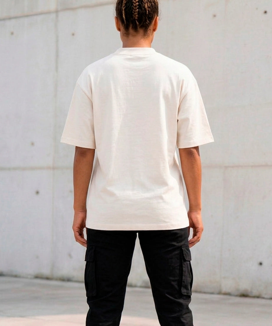 Camiseta Oversized Off/Marron Unissex Jesus Died For Me