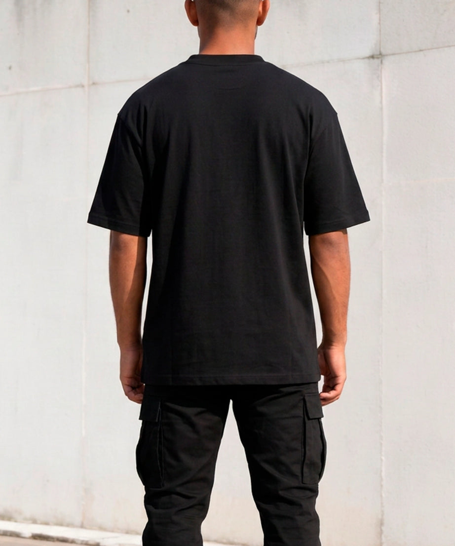 Camiseta Oversized Preta/Preto Unissex Jesus Died For Me