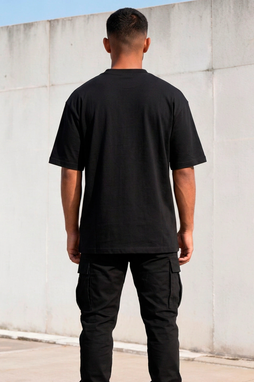 Camiseta Oversized Preta/Preto Unissex Jesus Died For Me