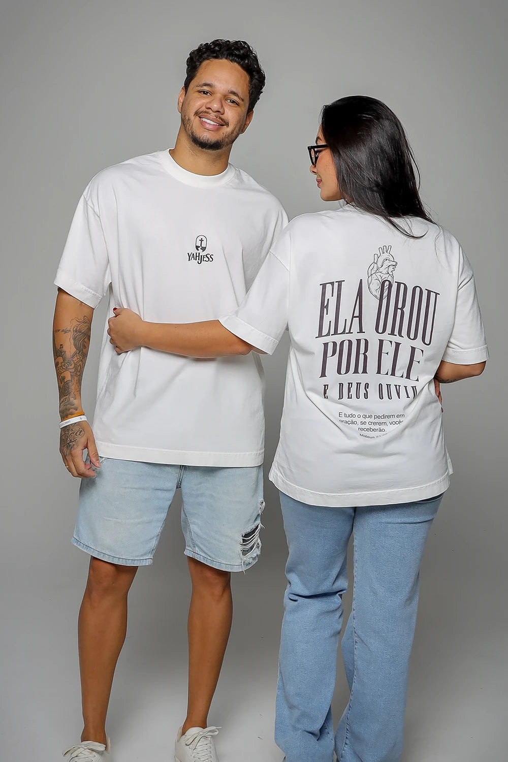 Camiseta Feminina Oversized - Ela Orou Por Ele Yahjess