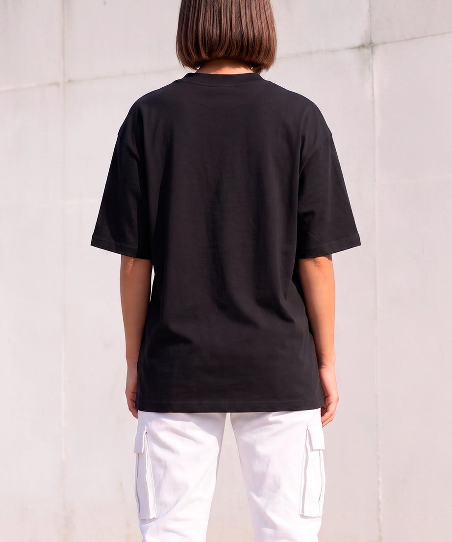 Camiseta Oversized Preta/Preto Unissex Jesus Died For Me