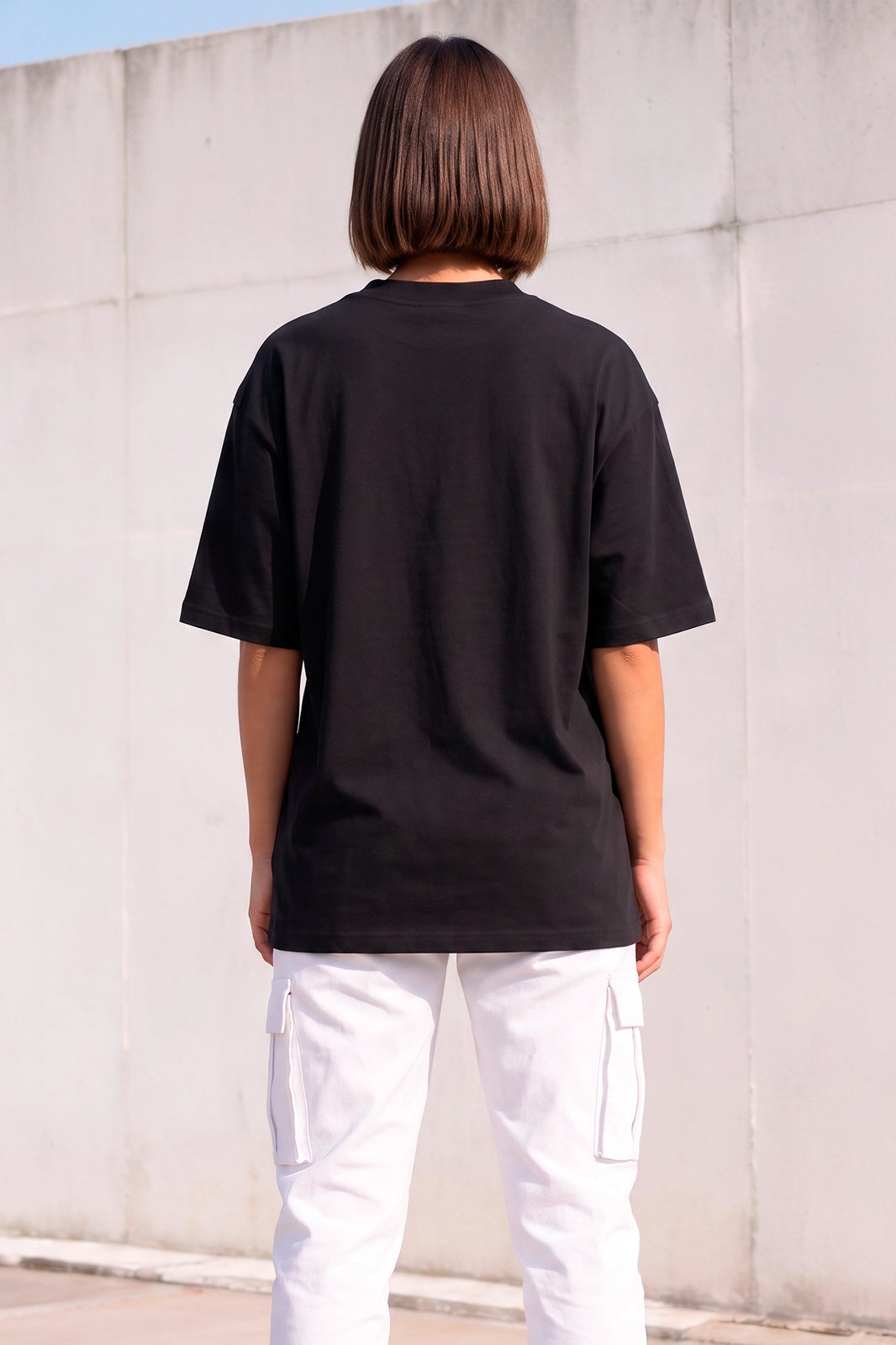 Camiseta Oversized Preta/Preto Unissex Jesus Died For Me