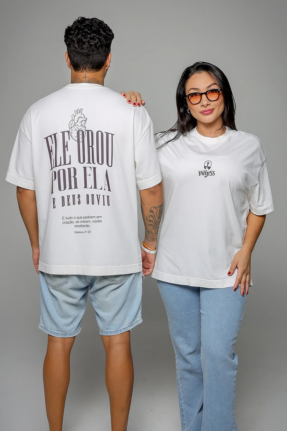Camiseta Masculina Oversized - Ele Orou Por Ela Yahjess
